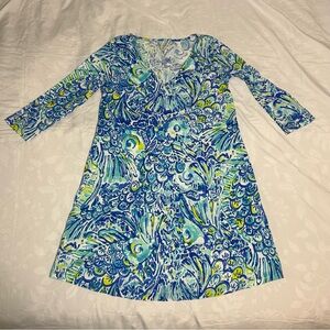 Lilly Pulitzer Erin Dress Womens S Blue Crush After Party Pima Cotton Vibrant